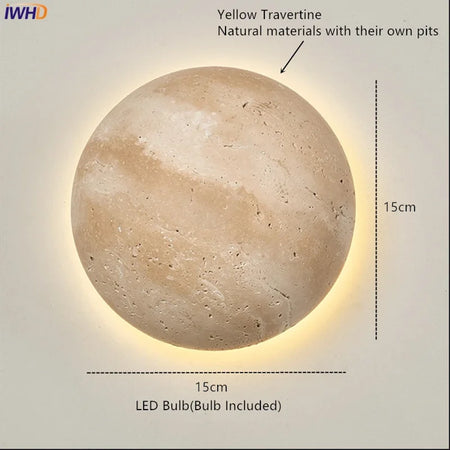 Wall Light - IWHD Modern Nordic LED Walnut Yellow Travertine Lamp SW-36210357 - SWEET-LIGHTS