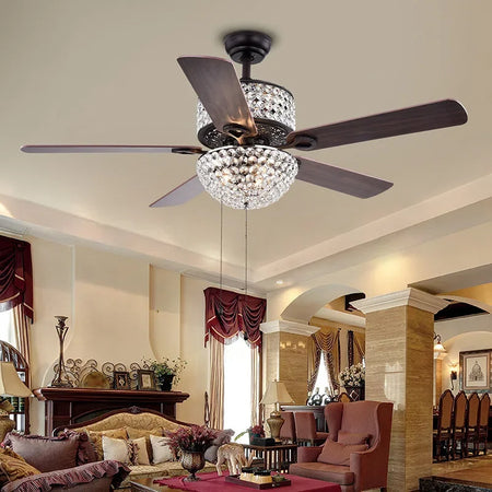 Fans - 52 Inch Crystal Ceiling Fan with Lights and Remote SW-36210987 - SWEET-LIGHTS