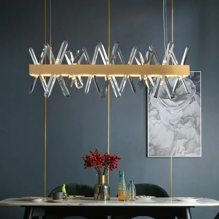 Pendant Light - Modern Rectangle Crystal Chandelier Gold LED for Living Room Kitchen Island SW-36210345 - SWEET-LIGHTS