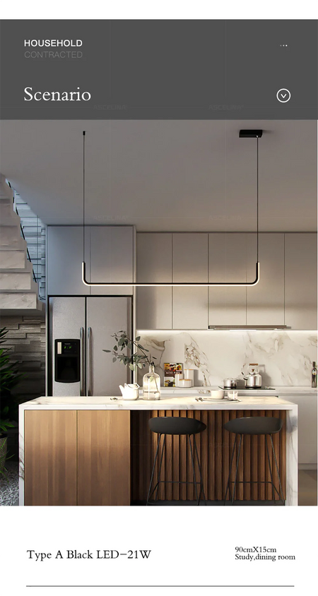 Pendant Light - Modern LED Strip Chandelier Gold Indoor Lamp SW-36210345 - SWEET-LIGHTS