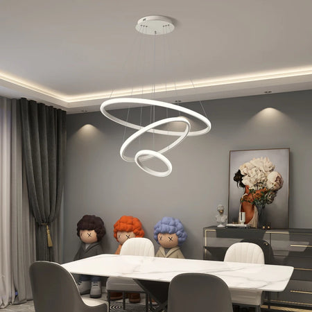 Pendant Light - Modern Pendant Lamp Led Rings Chandelier Black Loft Indoor Fixture SW-36210456 - SWEET-LIGHTS