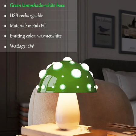 Table Lamp - Fly Amanita Mushroom Lamp with Dual Color LED G9 Bulb USB Rechargeable Desk Light SW-36210458 - SWEET-LIGHTS
