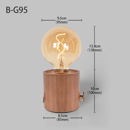 Table Lamp - Vintage Wood E27 Night Light EU Plug Retro Design SW-36210987 - SWEET-LIGHTS