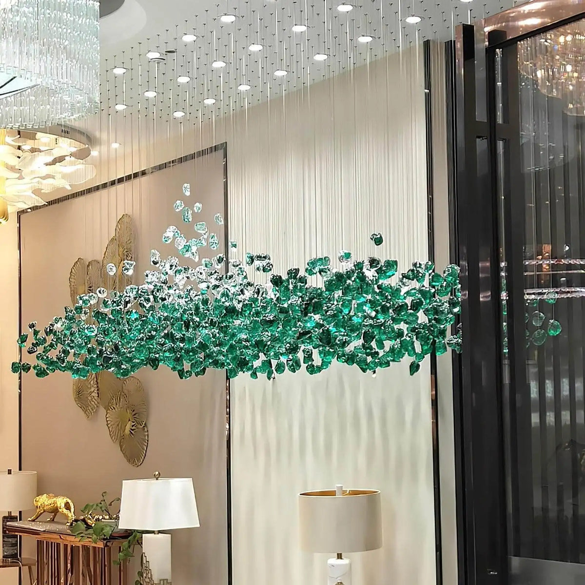 Chandelier - Luxury Large Green Crystal Stone for Lobby Staircase LED SW-36210347 - SWEET-LIGHTS