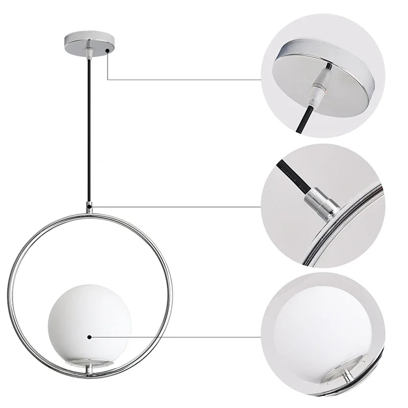 Pendant Light - Modern Glass Ball LED Hanging Lamp Brass Black Chrome SW-36210347 - SWEET-LIGHTS