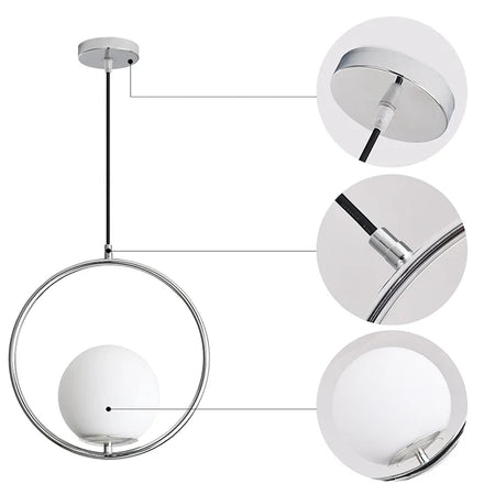 Pendant Light - Modern Glass Ball LED Hanging Lamp Brass Black Chrome SW-36210347 - SWEET-LIGHTS