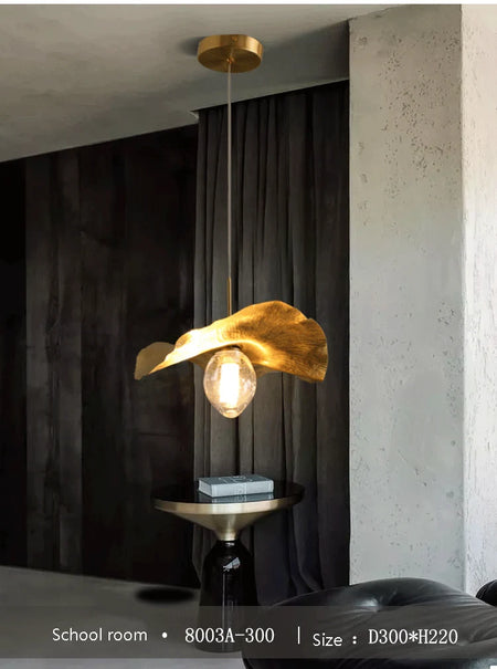 Pendant Light - Lotus Leaf Minimalist Hammered Brass Lamp SW-36210345 - SWEET-LIGHTS