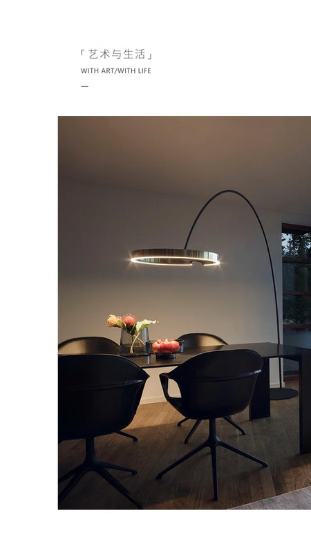 Floor Lamp - Italian Arc Gold Black LED Fishing Ring Light SW-36210829 - SWEET-LIGHTS