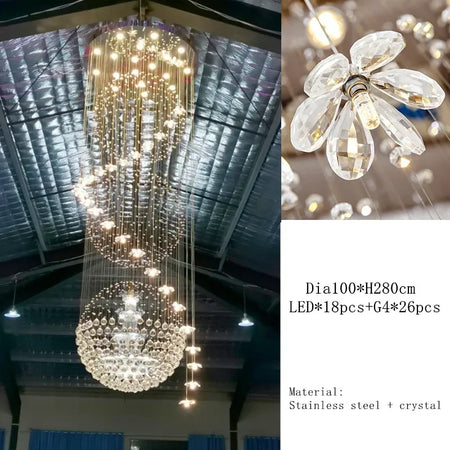 Chandelier - Modern Long Staircase Crystal Pendant Light SW-36210123 - SWEET-LIGHTS