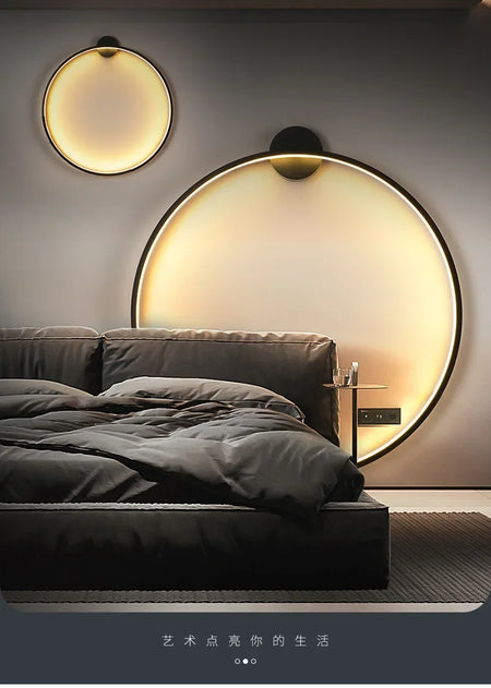 Wall Light - Minimalist Circle Background LED Wall Lamp Indoor Decor Living Room Wall Sconces Bedside Lighting SW-36210456 - SWEET-LIGHTS