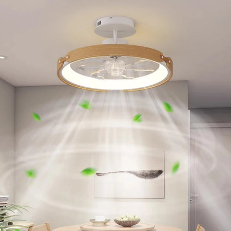 Fans - BOSSEN Modern Walnut Fan Lamp for Living Room Decor SW-36210348 - SWEET-LIGHTS