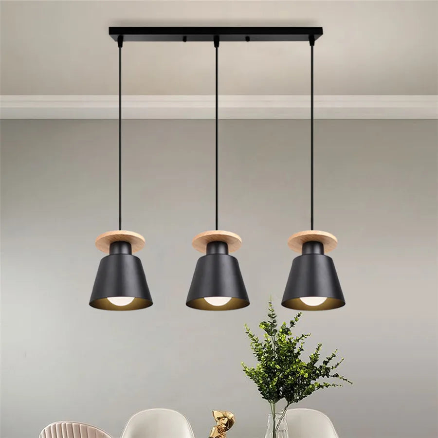 Pendant Light - Modern 3 Heads Wood Aluminum Chandelier Black SW-36210478 - SWEET-LIGHTS