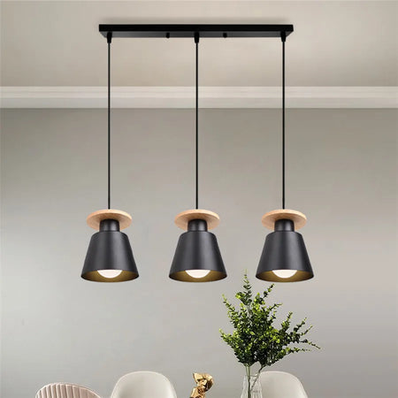Pendant Light - Modern 3 Heads Wood Aluminum Chandelier Black SW-36210478 - SWEET-LIGHTS