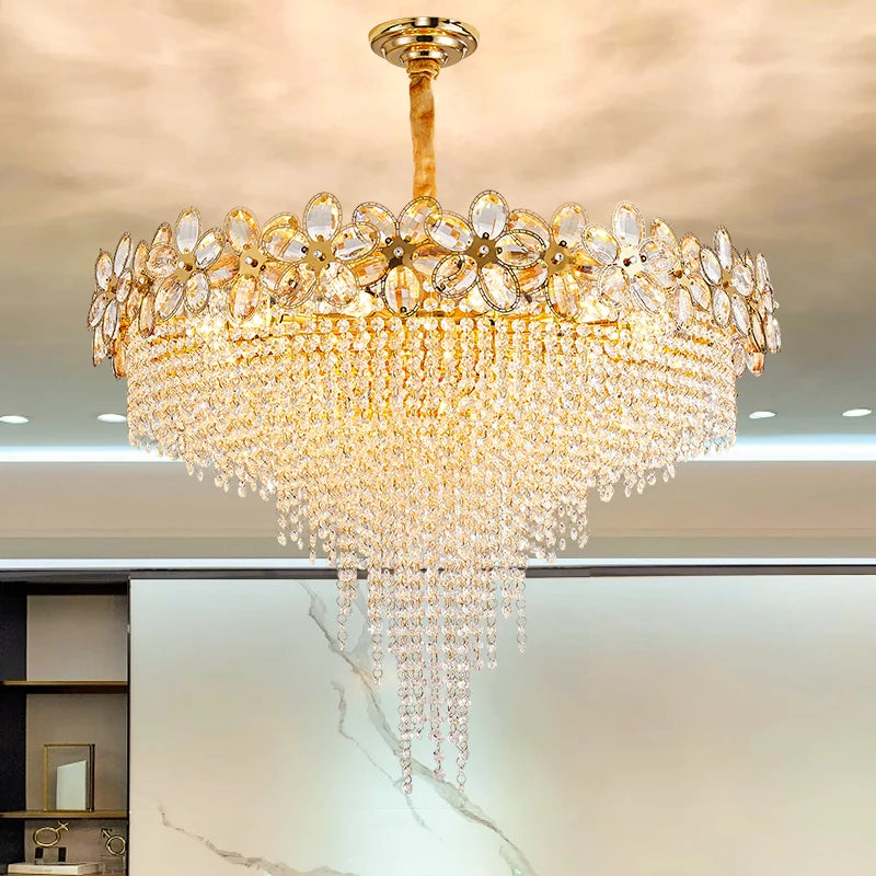 Chandelier - Modern Flower Crystal Tassel Ceiling Pendant Lights SW-36210347 - SWEET-LIGHTS