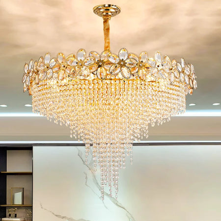 Chandelier - Modern Flower Crystal Tassel Ceiling Pendant Lights SW-36210347 - SWEET-LIGHTS