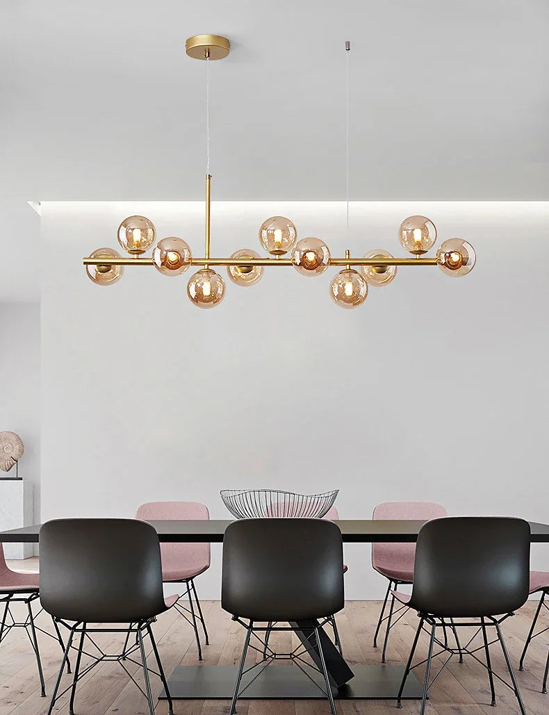 Pendant Light - Modern Long Dining Room Chandelier Glass Ball Lampshade Light Over The Table Kitchen Office Pendant Lamp Home Decor Luminaires SW-36210789 - SWEET-LIGHTS