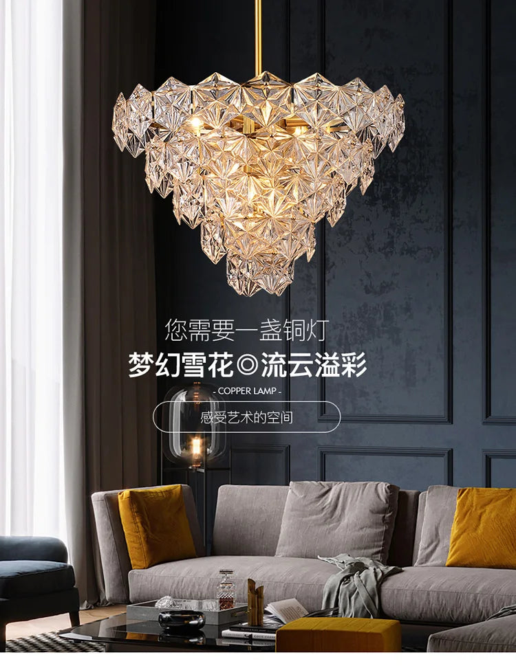 Chandelier - Modern Snow Glass Luxury for High-End Villa SW-36210478 - SWEET-LIGHTS