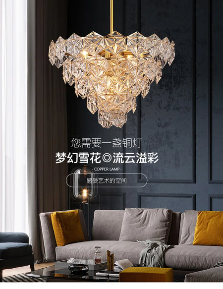 Chandelier - Modern Snow Glass Luxury for High-End Villa SW-36210478 - SWEET-LIGHTS