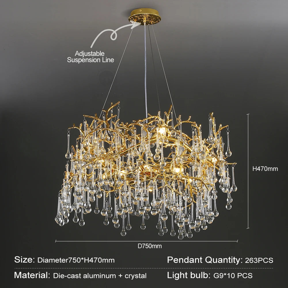 Chandelier - Modern Luxury Crystal Chandelier Gold For Kitchen Dining Living Room Bedroom SW-36210458 - SWEET-LIGHTS
