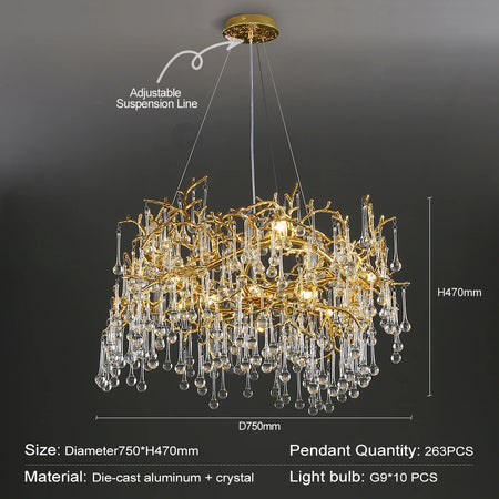 Chandelier - Modern Luxury Crystal Chandelier Gold For Kitchen Dining Living Room Bedroom SW-36210458 - SWEET-LIGHTS