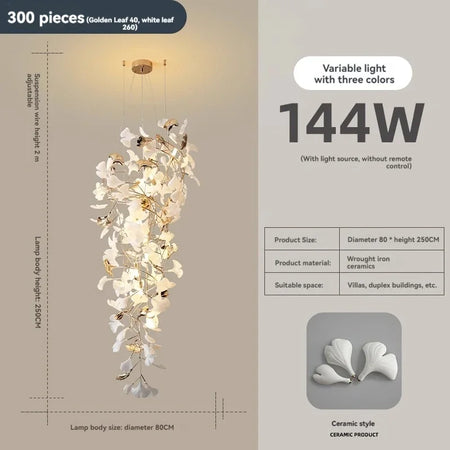 Chandelier - NEW Luxury Staircase Ginkgo Leaf Pendant Lighting SW-36210347 - SWEET-LIGHTS