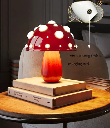 Table Lamp - Fly Amanita Mushroom Lamp with Dual Color LED G9 Bulb USB Rechargeable Desk Light SW-36210458 - SWEET-LIGHTS