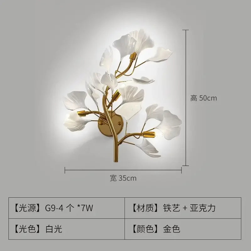 Wall Light - Creative Foyer Nordic Bedroom Ginkgo Leaf Lamp SW-36210234 - SWEET-LIGHTS