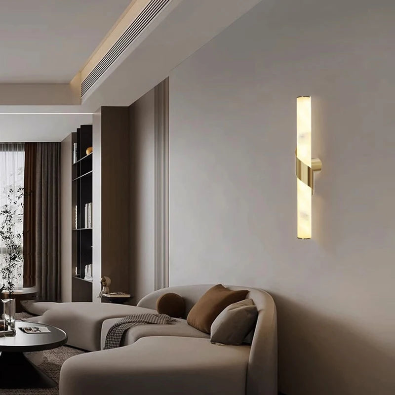 Wall Light - Art Deco Natural Marble Dimmable Copper LED Sconce SW-36210789 - SWEET-LIGHTS