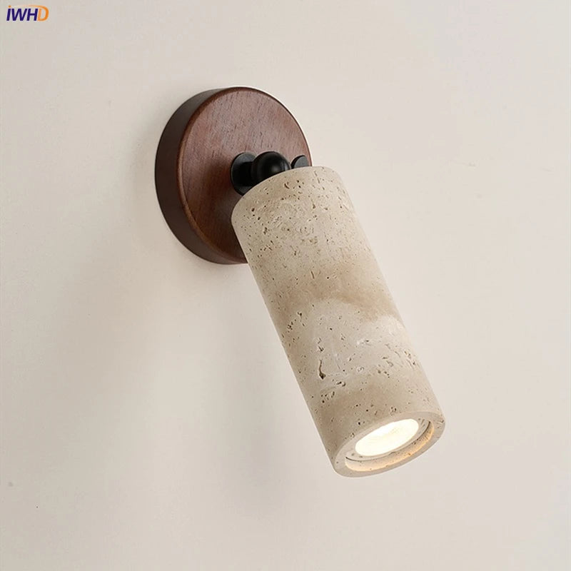 Wall Light - IWHD Modern Nordic LED Walnut Yellow Travertine Lamp SW-36210357 - SWEET-LIGHTS