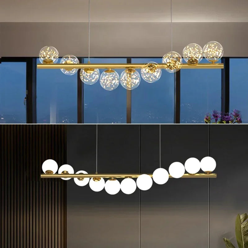 Pendant Light - Modern Led Long Ceiling Chandelier Glass Balls Dining Room Kitchen Hanging Lamp SW-36210345 - SWEET-LIGHTS