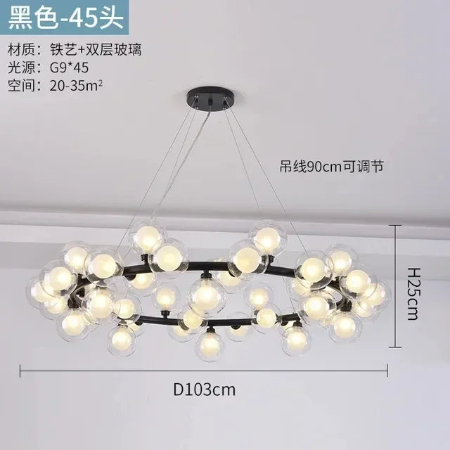 Pendant Light - Nordic LED Glass Ball Chandelier Gold Black Home Decor Lamp SW-36210234 - SWEET-LIGHTS