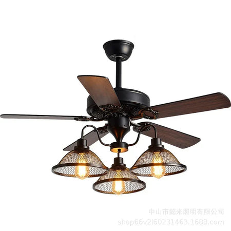 Fans - Rustic Industrial Ceiling Fan with Light and Remote Control SW-36210927 - SWEET-LIGHTS