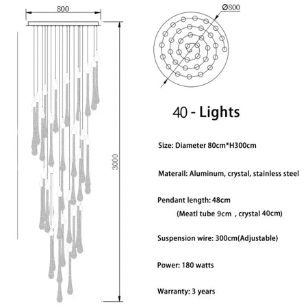 Chandelier - Modern Crystal LED Chandelier Gold Long Stair Fixtures SW-36210354 - SWEET-LIGHTS