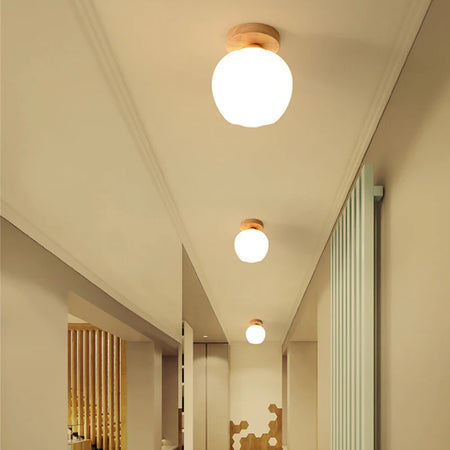 Ceiling Light - Modern Glass Lamp with Wooden Frame for Living Room Dining Kitchen SW-36210457 - SWEET-LIGHTS