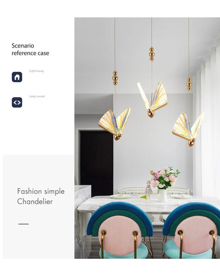 Pendant Light - Nordic Colorful Butterfly LED Pendant Lamps for Home Bedroom Living Room Indoor Golden Lighting SW-36210478 - SWEET-LIGHTS