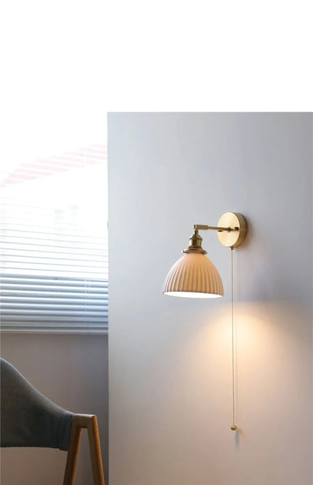 Wall Light - Modern White Ceramic Wall Mounted Lamps for Hotel Bedroom Bedside Pull Switch Sconce Nordic Hallway Aisle SW-36210458 - SWEET-LIGHTS
