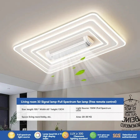 Fans - LED Invisible Bladeless Ceiling Fan Chandelier for Smart Home SW-36210347 - SWEET-LIGHTS
