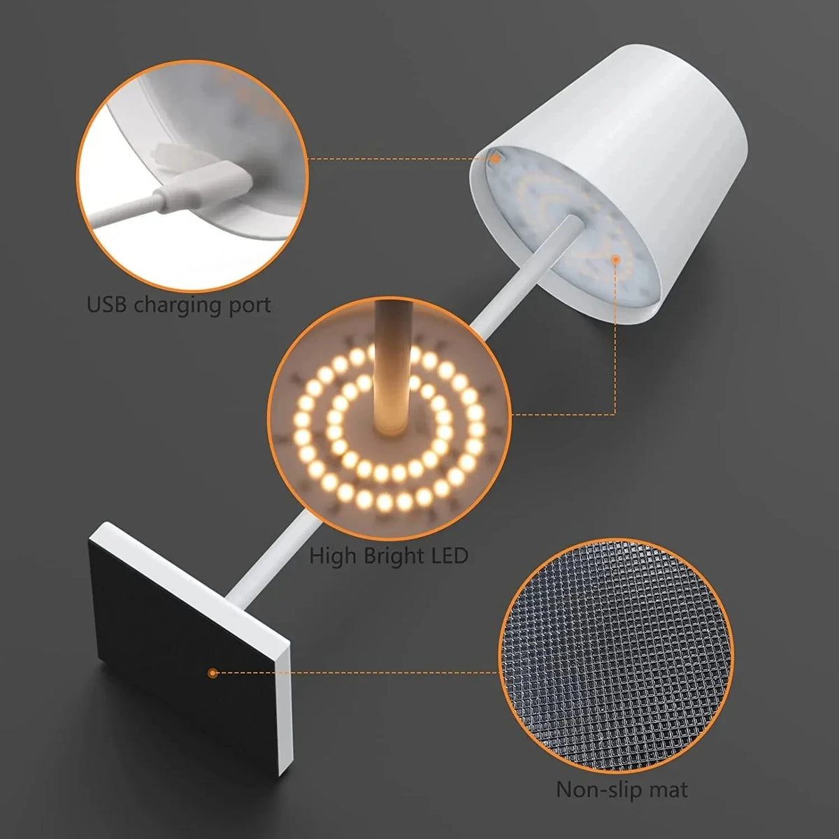 Table Lamp - 5200mAh USB Aluminum Alloy LED Rechargeable for Bar Living Room Reading Wireless SW-36210567 - SWEET-LIGHTS