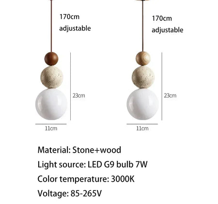 Pendant Light - Luma Cream Yellow Travertine Stone Lamp SW-36210324 - SWEET-LIGHTS