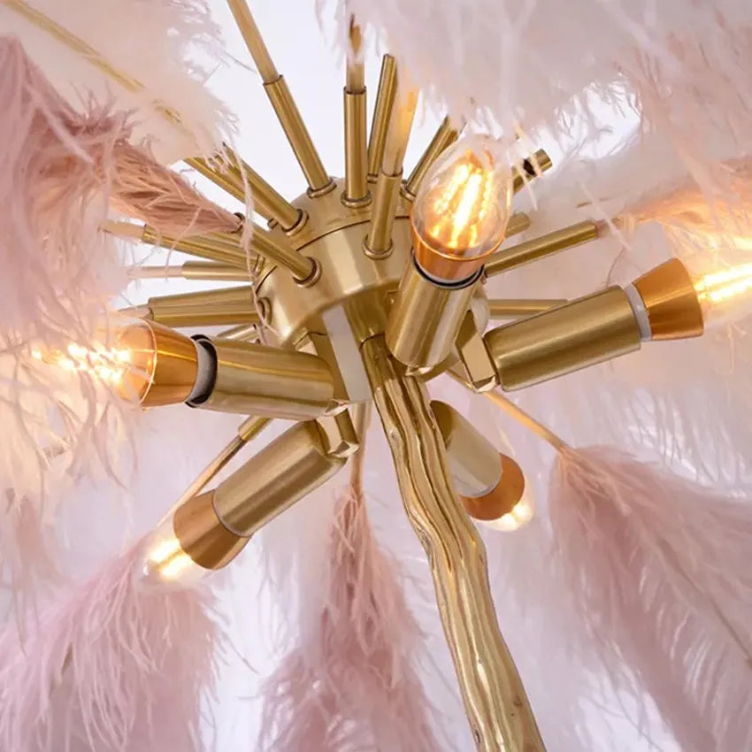 Floor Lamp - Nordic LED Ostrich Feather Deco Gold Resin SW-36210457 - SWEET-LIGHTS