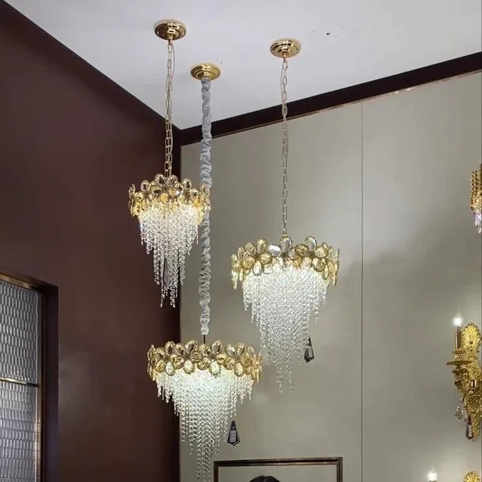 Chandelier - Modern Flower Crystal Tassel Ceiling Pendant Lights SW-36210347 - SWEET-LIGHTS