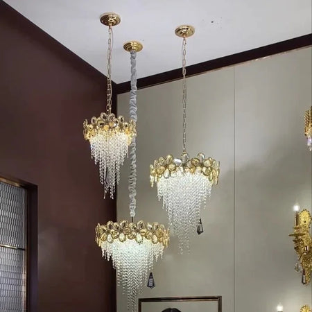 Chandelier - Modern Flower Crystal Tassel Ceiling Pendant Lights SW-36210347 - SWEET-LIGHTS