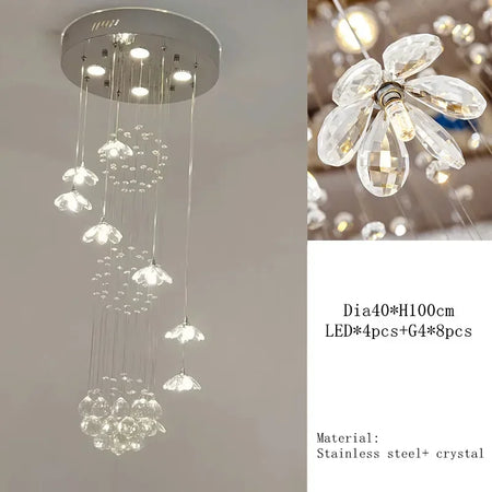 Chandelier - Modern Long Staircase Crystal Pendant Light SW-36210123 - SWEET-LIGHTS