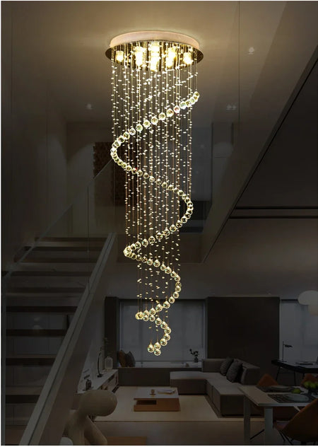 Chandelier - New Modern LED K9 Crystal Double Staircase Lamp SW-36210347 - SWEET-LIGHTS