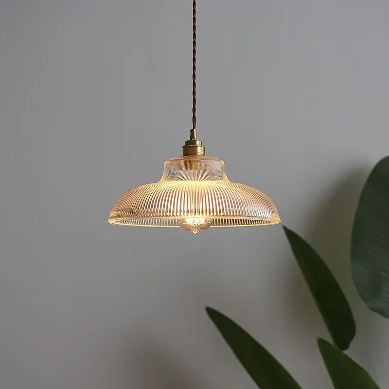 Pendant Light - Japanese Brass Semicircular Glass Chandelier for Bedroom and Dining Room SW-36210456 - SWEET-LIGHTS
