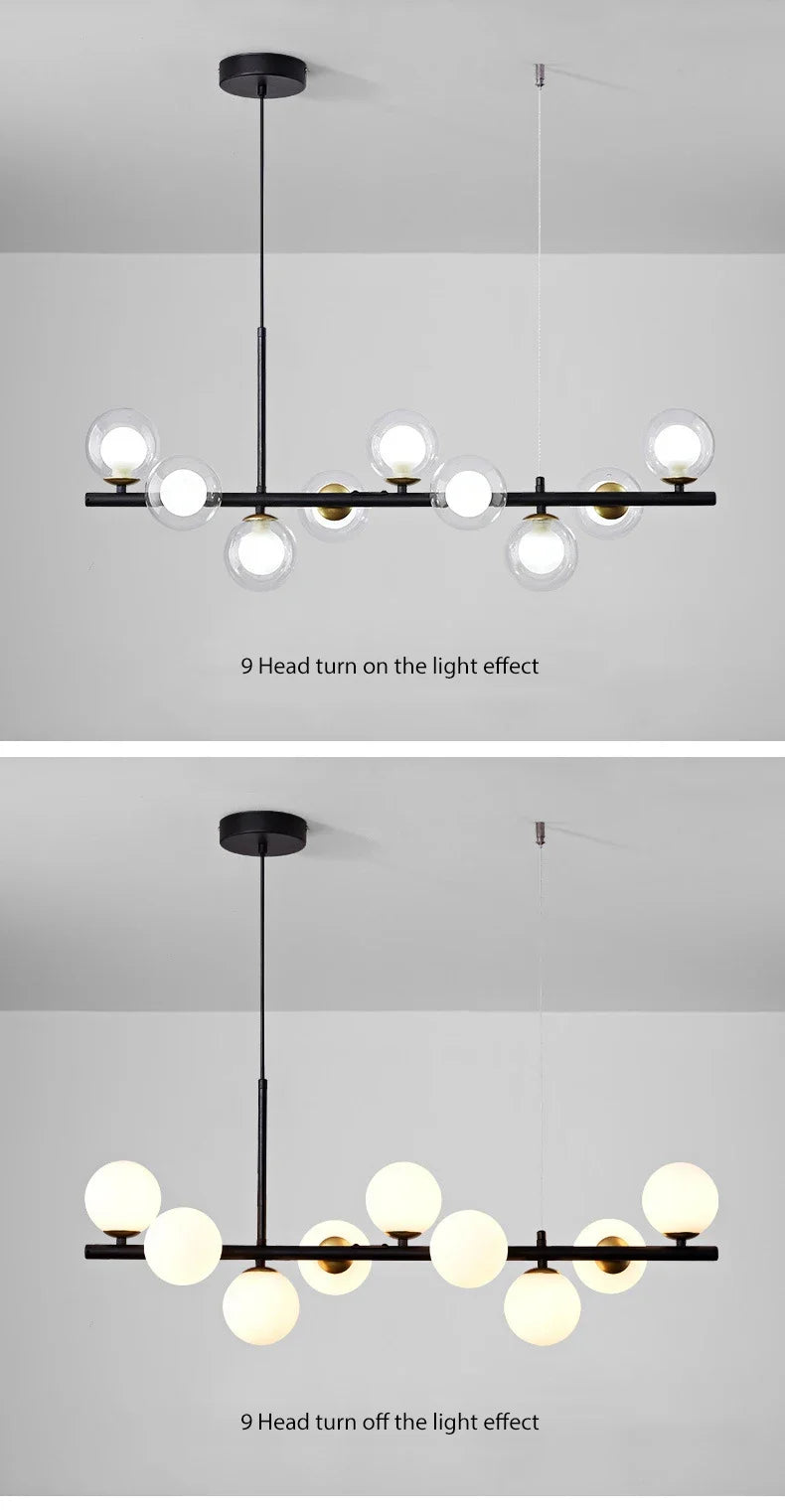 Pendant Light - Modern Long Dining Room Chandelier Glass Ball Lampshade Light Over The Table Kitchen Office Pendant Lamp Home Decor Luminaires SW-36210789 - SWEET-LIGHTS