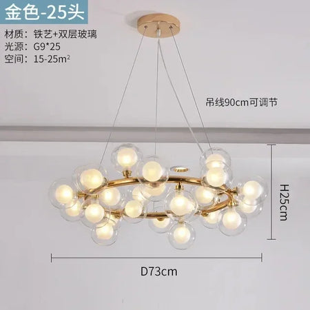 Pendant Light - Nordic LED Glass Ball Chandelier Gold Black Home Decor Lamp SW-36210234 - SWEET-LIGHTS