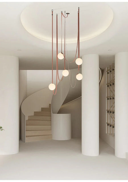 Pendant Light - Nordic Leather Chandelier LED Lamps for Duplex SW-36210345 - SWEET-LIGHTS