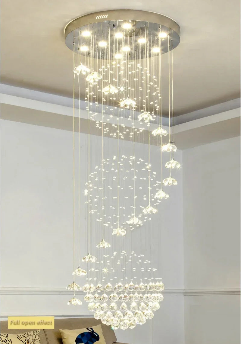 Chandelier - Modern Long Staircase Crystal Pendant Light SW-36210123 - SWEET-LIGHTS