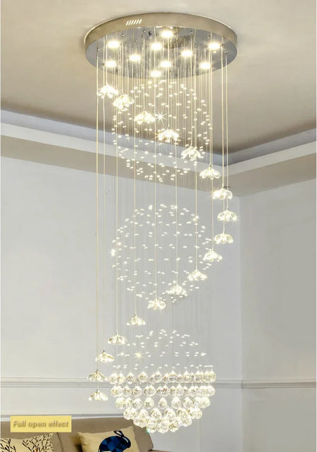 Chandelier - Modern Long Staircase Crystal Pendant Light SW-36210123 - SWEET-LIGHTS